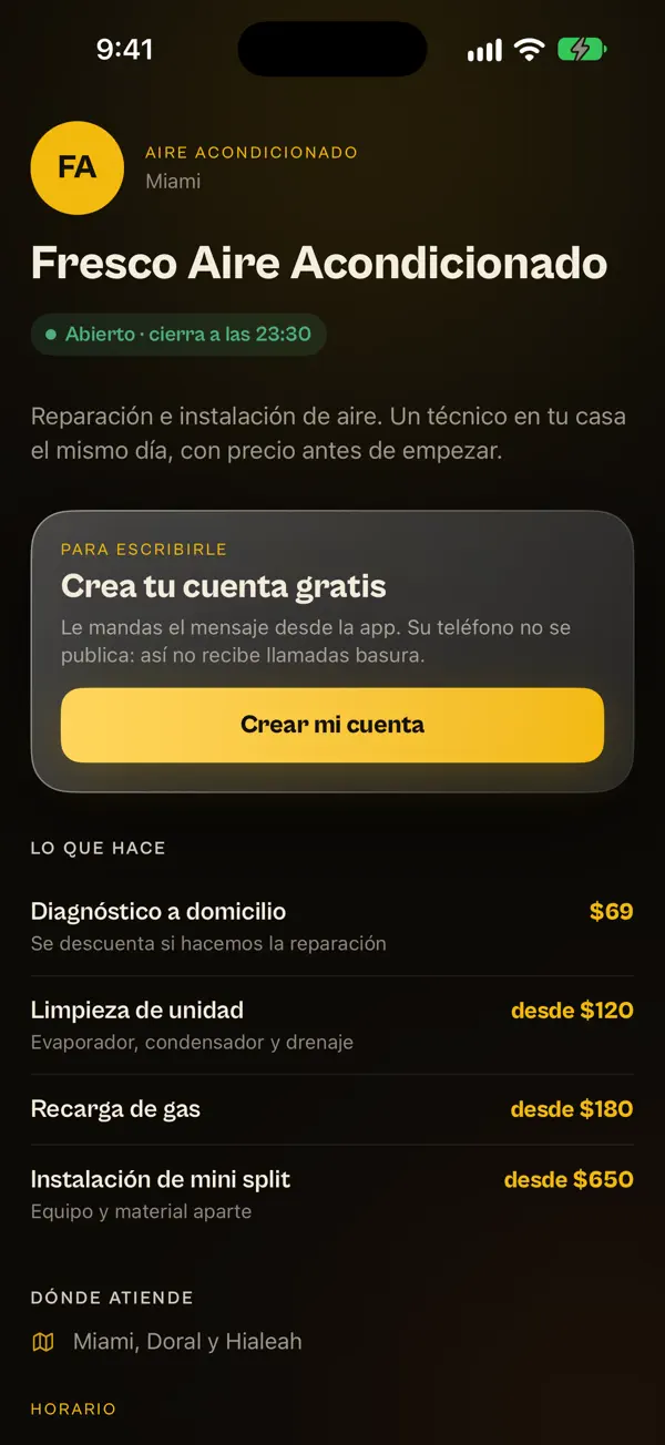 Aviera Red: La ficha de cada negocio: servicios, precios y horarios