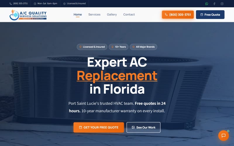 Página web de A/C Quality Services Solutions (Aire acondicionado (HVAC))